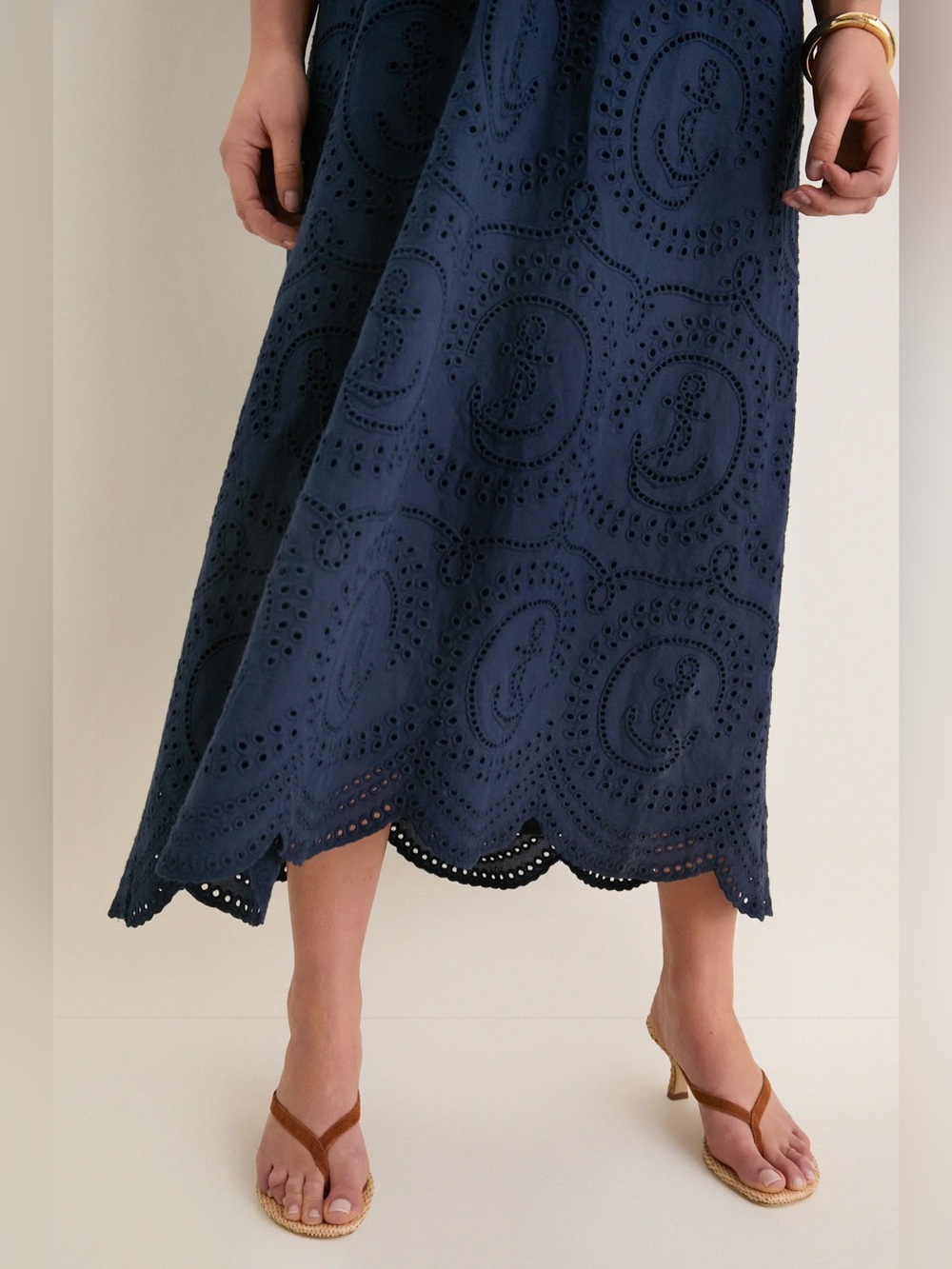Tuckernuck Navy Eyelet Halter Midi Dress - Picture 5 of 12